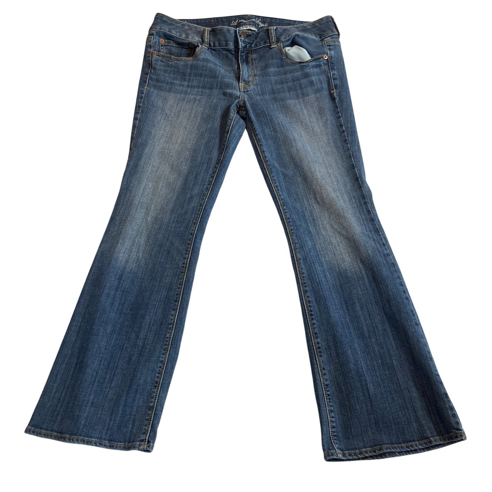 American Eagle Jeans Women 12 Artist Flare Super Stretch Medium‎ Wash Denim 7606